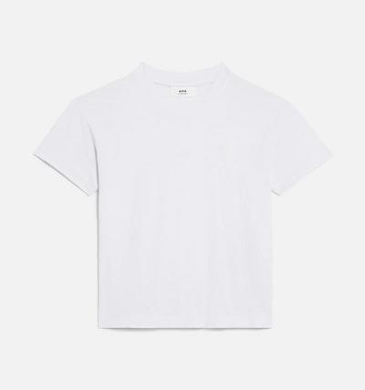 Ami Paris Tonal Ami de Coeur T Shirts White | SG_ami133