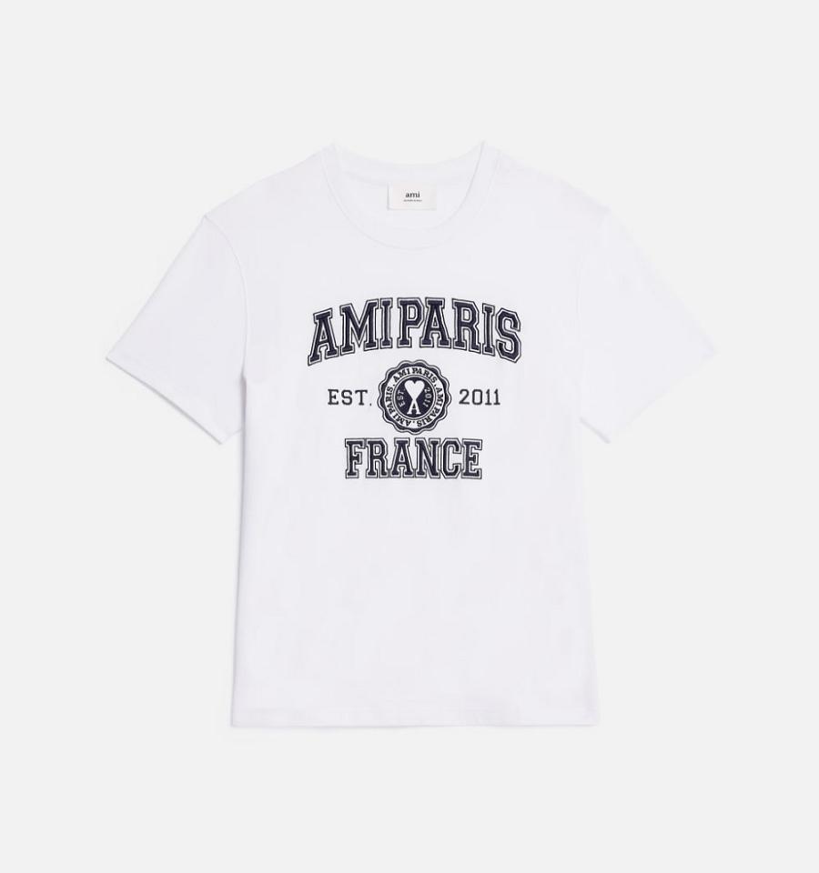 Ami Paris France T Shirts White | SG_ami496